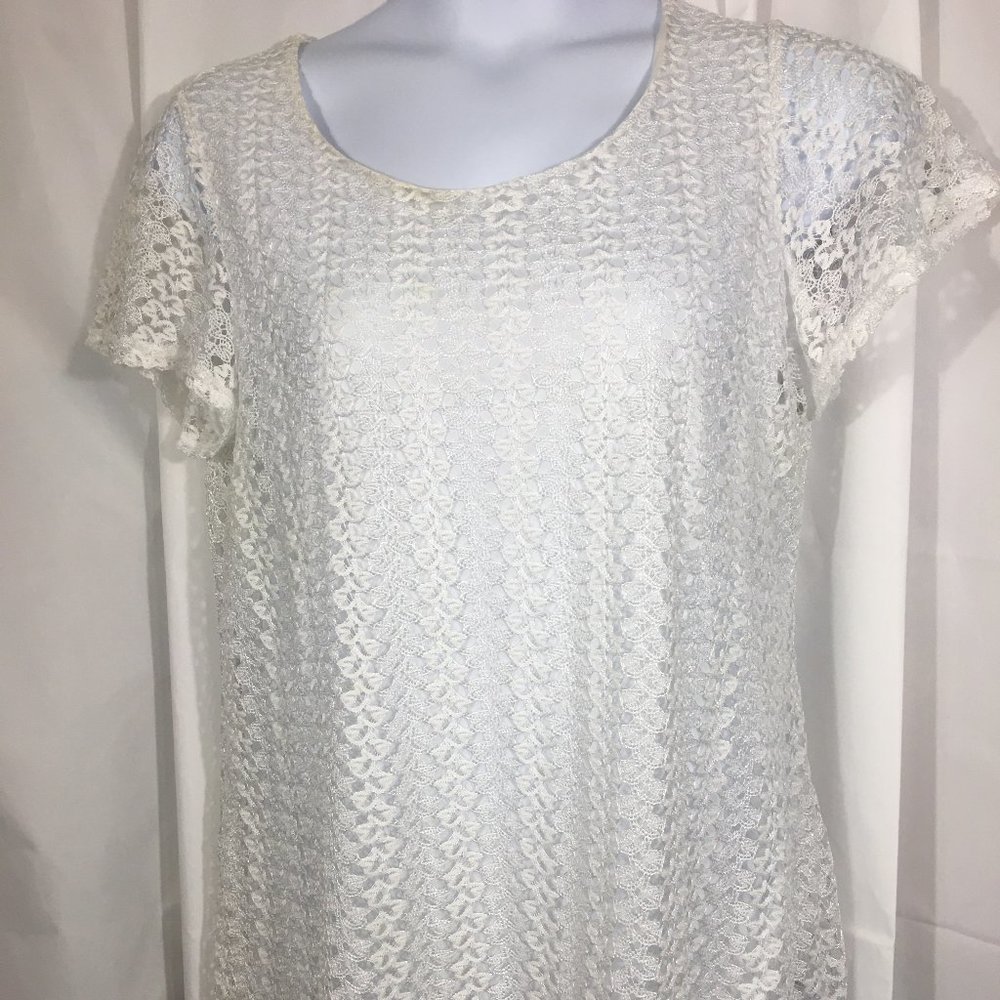Kim Rogers Women White Lace Top  Sz 1X
